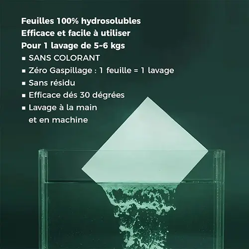 Miniature image article Lessive en feuille hydrosoluble, 20 lavages